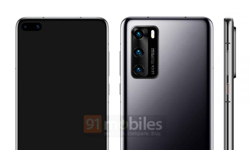 Huawei P40 render leak shows dual punch-hole selfie, triple rear camera ...