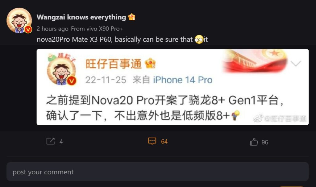 Huawei Nova 20 Pro Mate X3 And P60 To Run Qualcomm Snapdragon 8