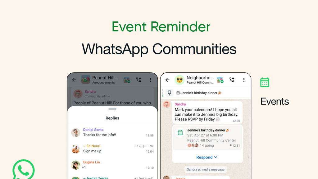 WhatsApp event reminder community