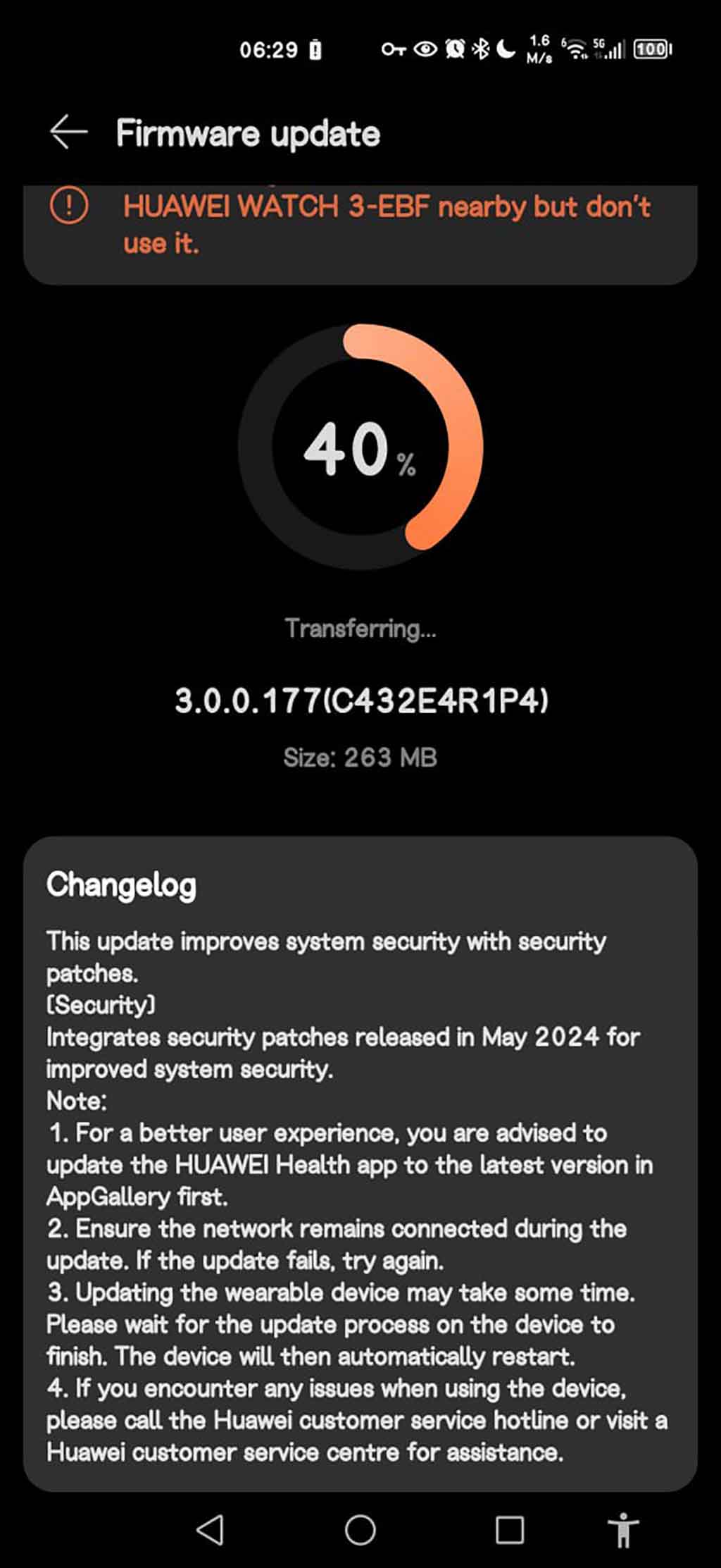 Huawei Watch 3 Active May 2024 patch