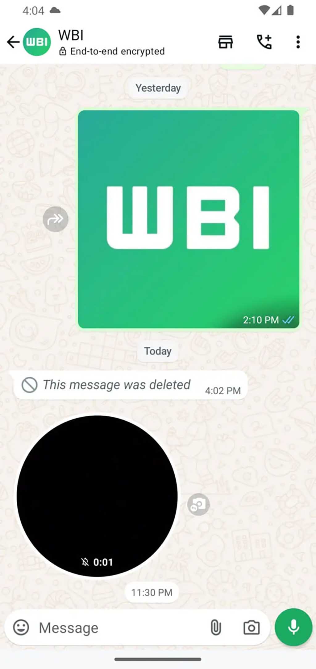 WhatsApp quick reply video
