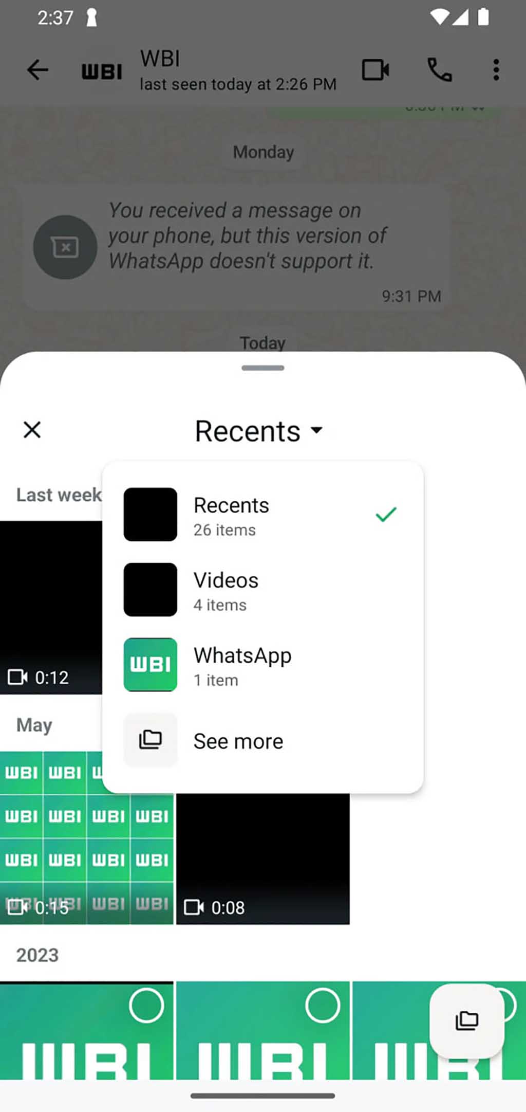WhatsApp album picker feature