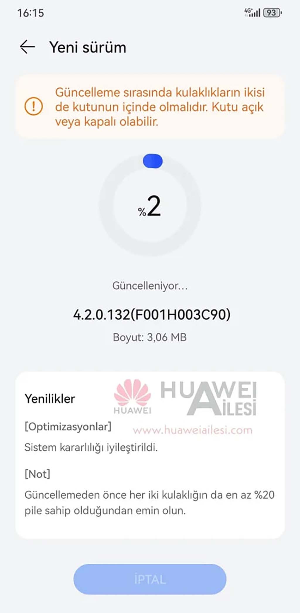 Обновление Huawei FreeBuds 6i за июль 2024 г.