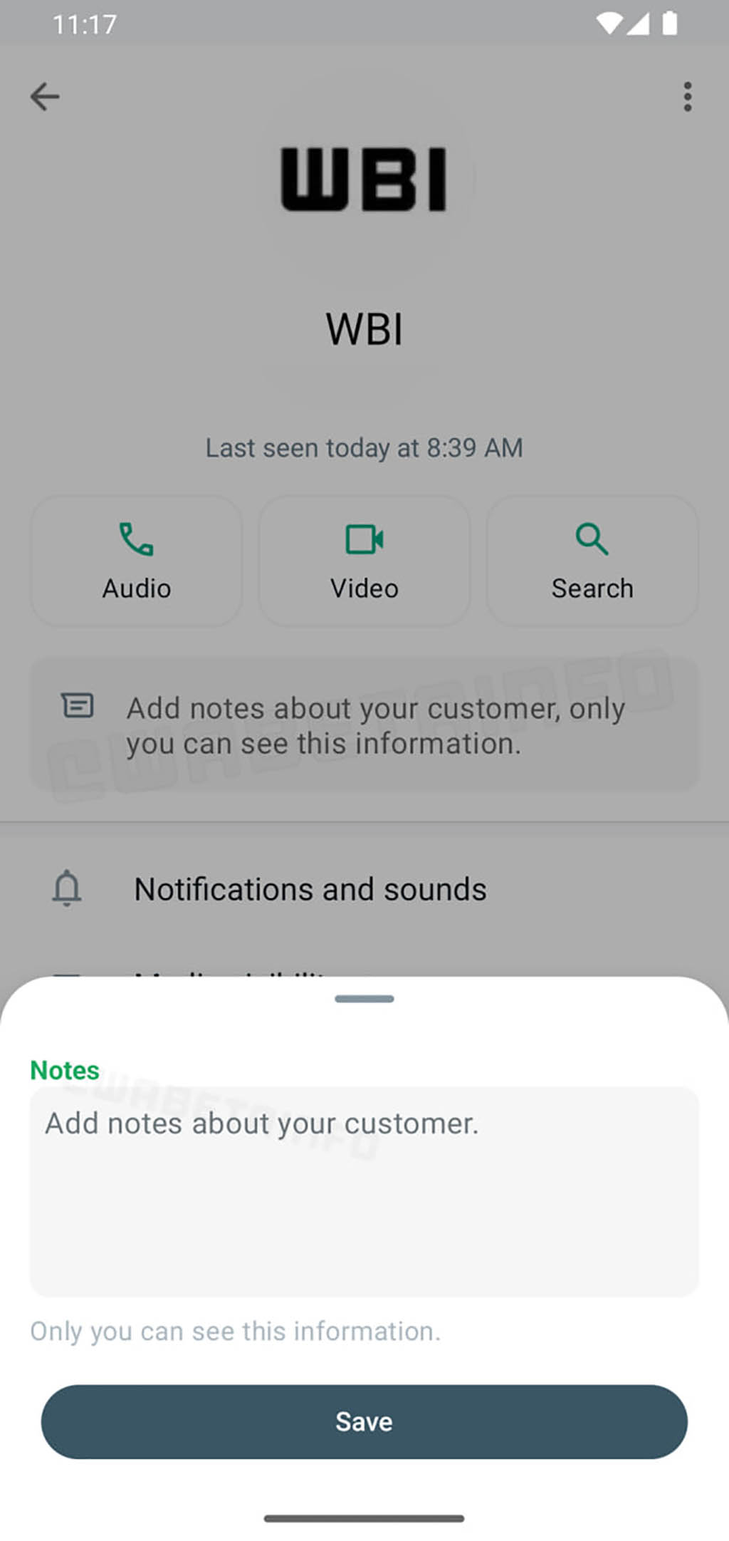 WhatsApp customer notes feature