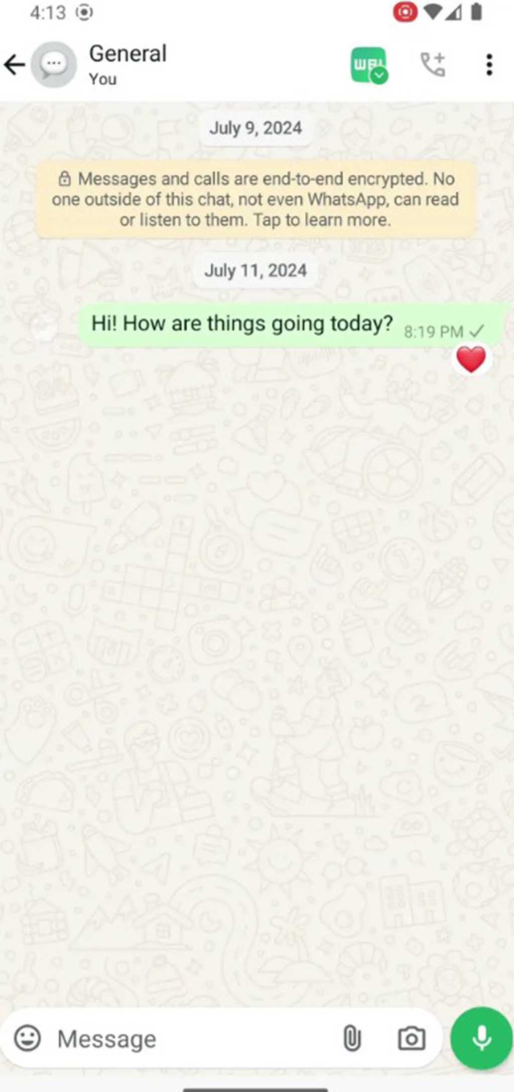 WhatsApp Double Tap Reaction