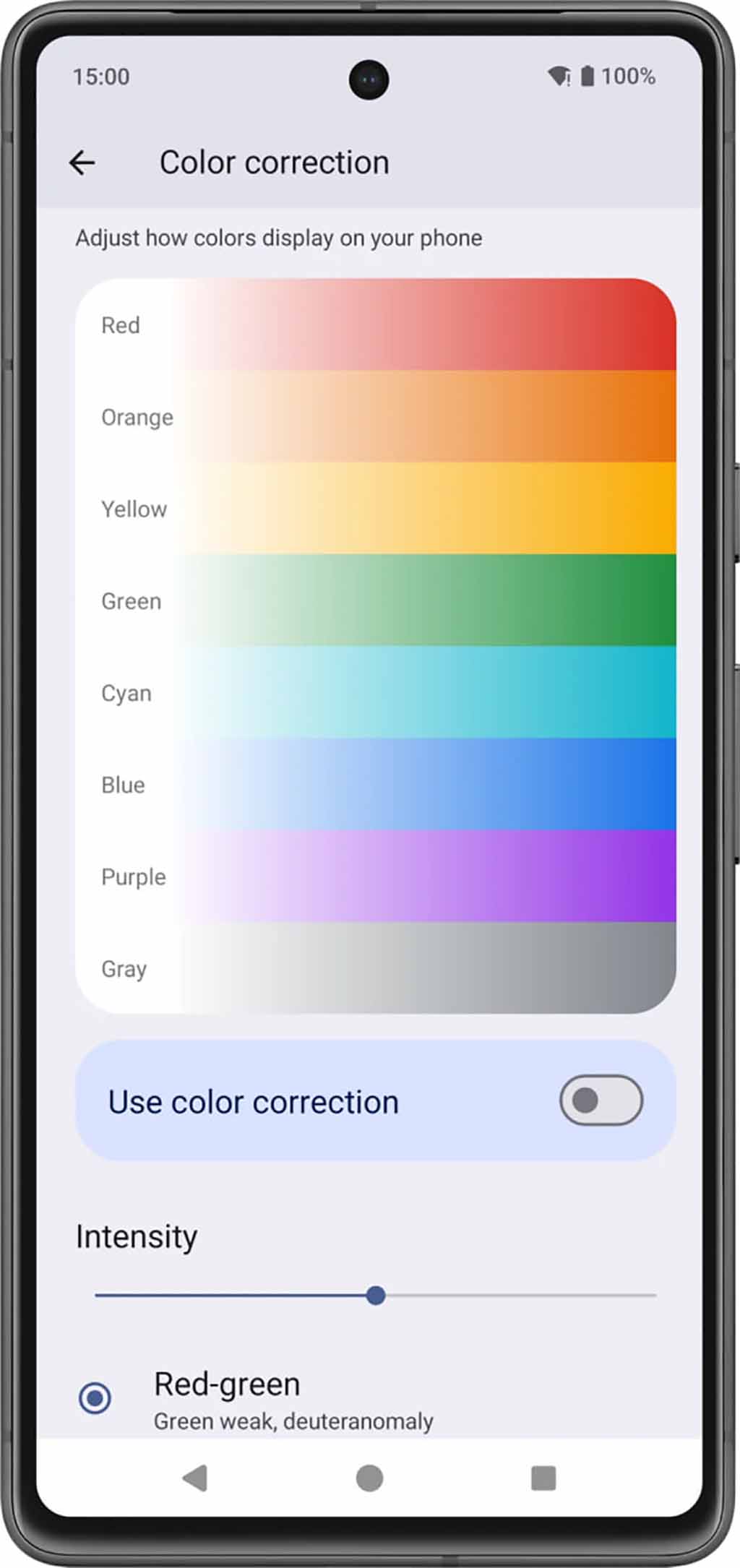 Android 15 color correction slider