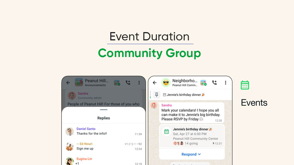 WhatsApp Community Event Duration