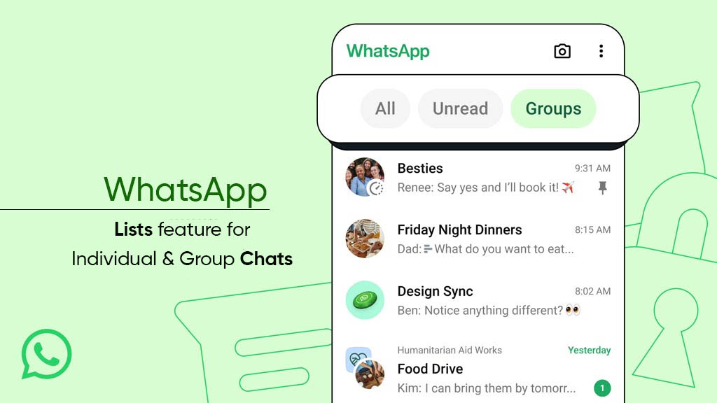 WhatsApp Lists individual group chats