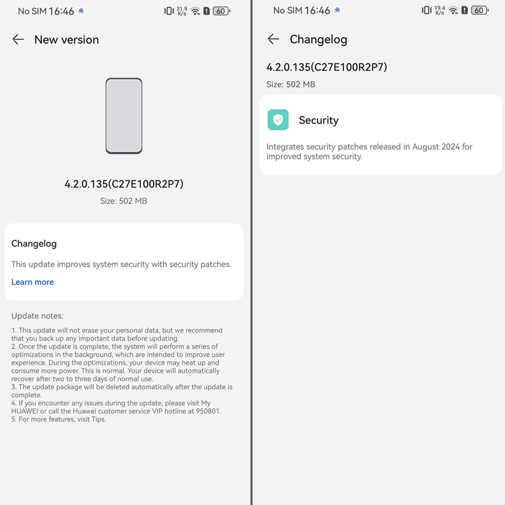 Huawei P60 August 2024 improvements