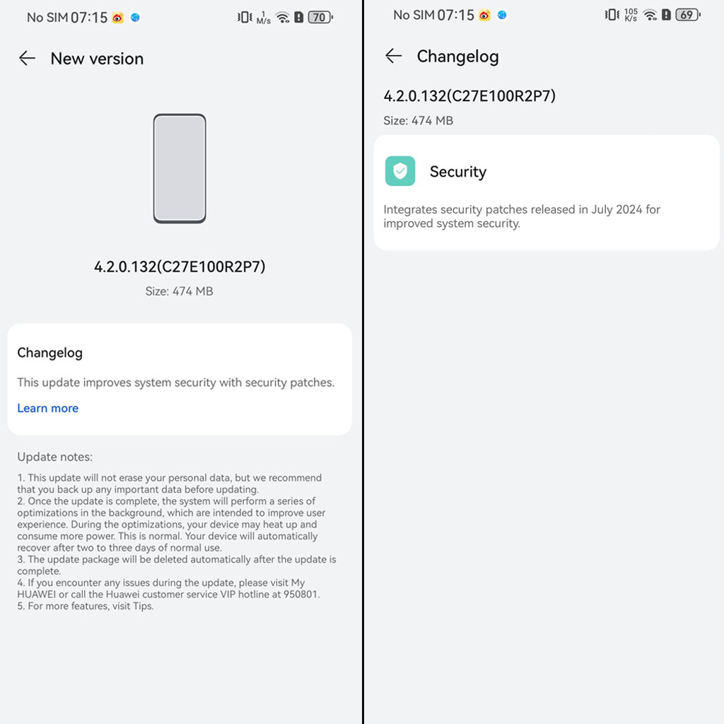 Huawei P60 July 2024 update