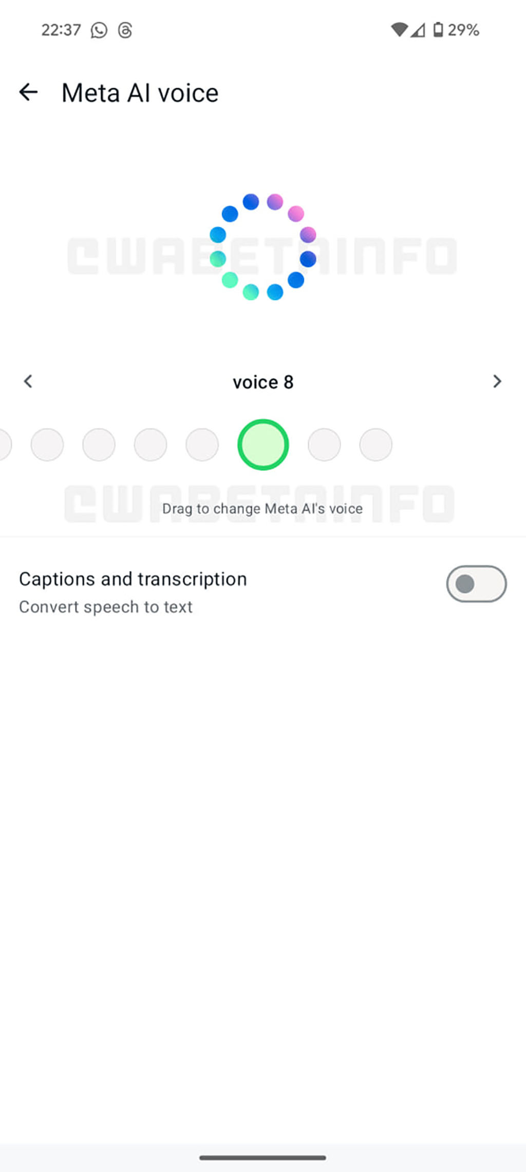 WhatsApp Meta AI voice chat