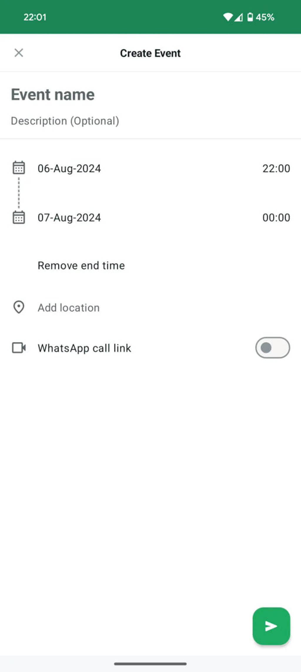 WhatsApp Community Event Duration