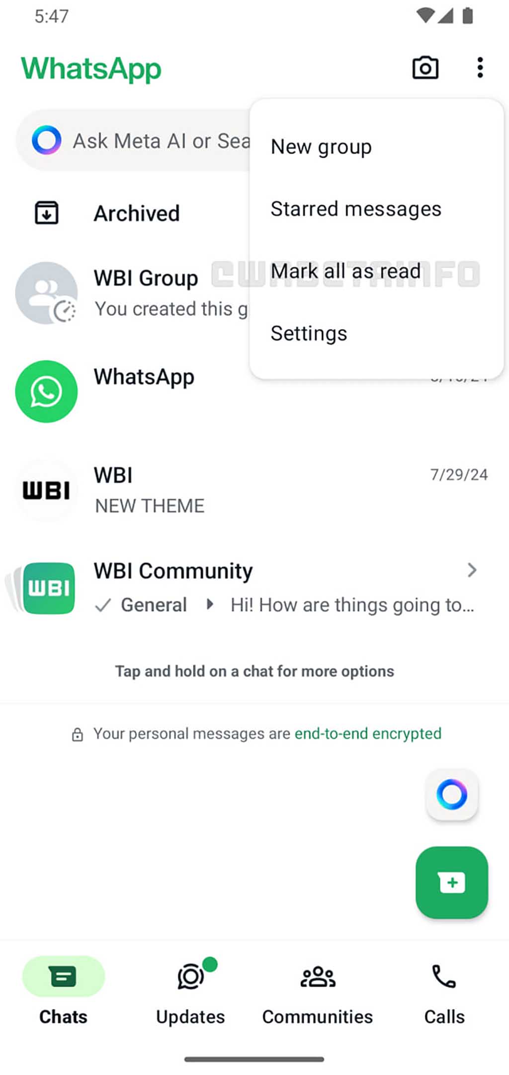 WhatsApp mark chats read