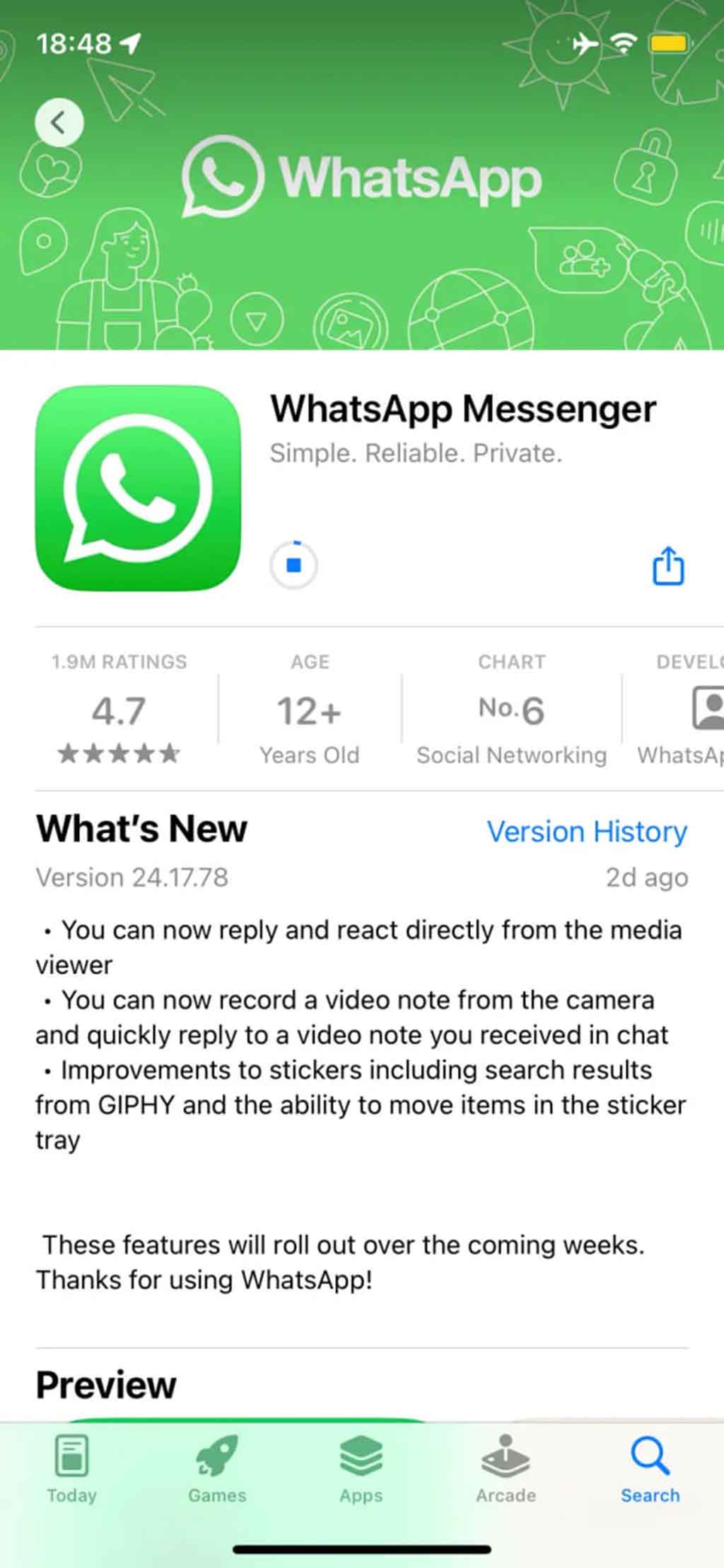 WhatsApp GIPHY Sticker Search