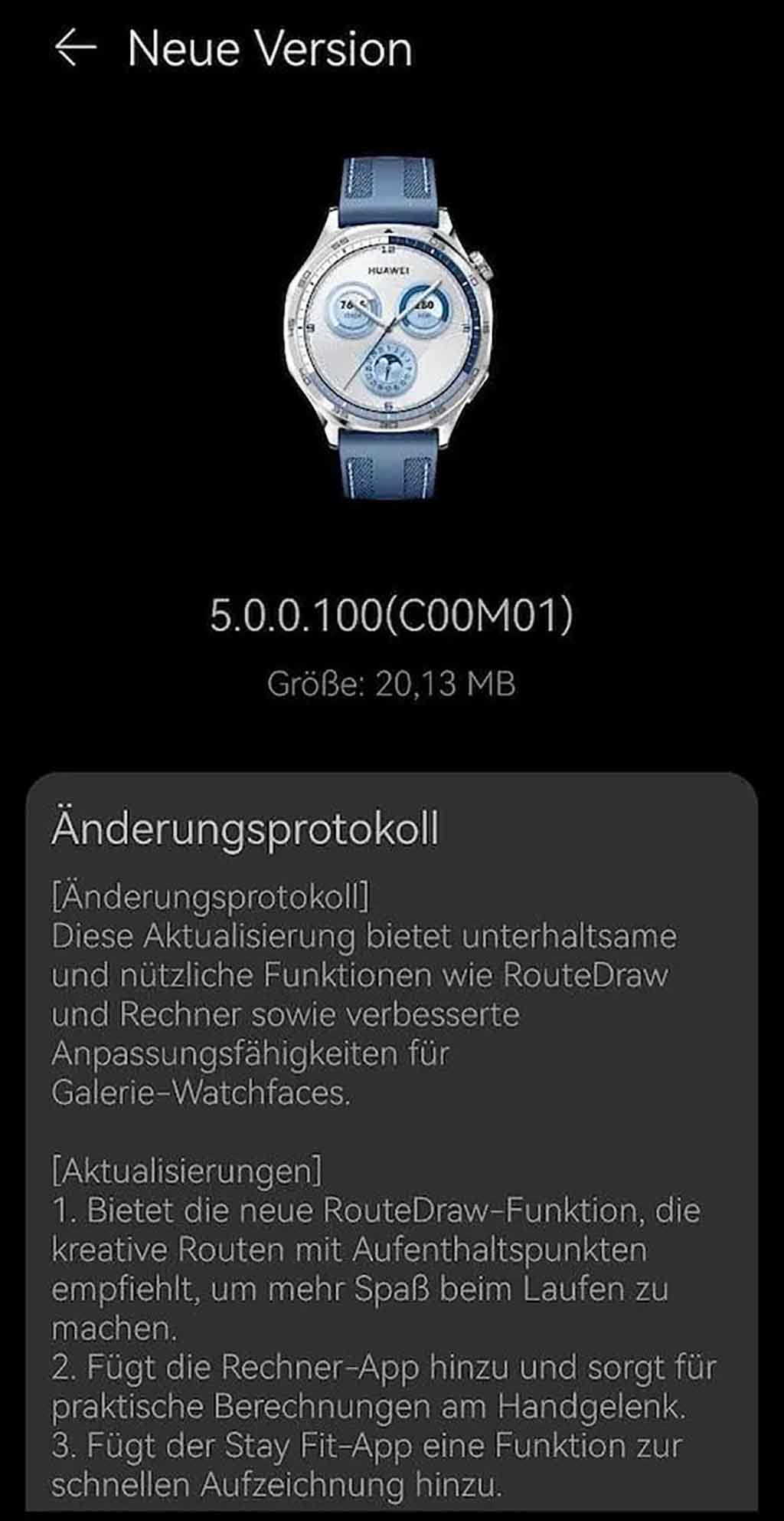 Huawei Watch GT 5 HarmonyOS 5.0.0.100 update