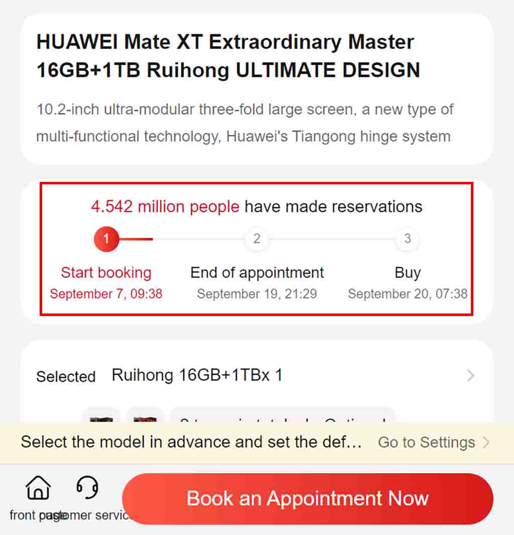 Huawei Mate XT reservation exceeds 4.5 million units