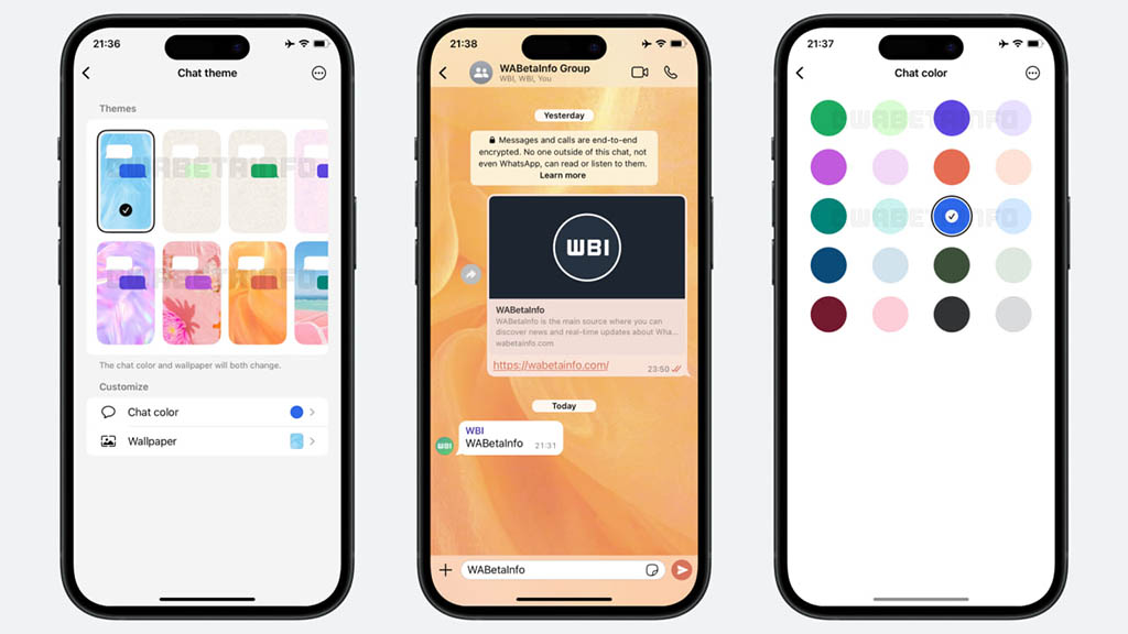 WhatsApp chat themes colors iOS