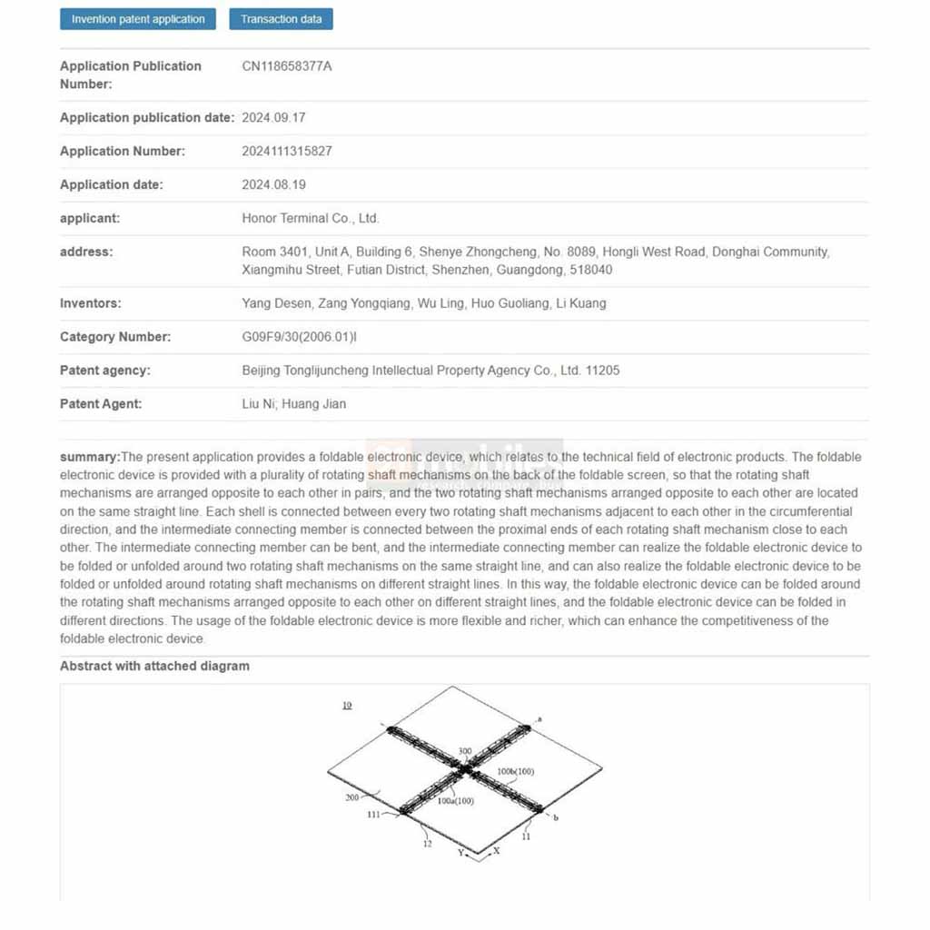 Honor all-side foldable patent