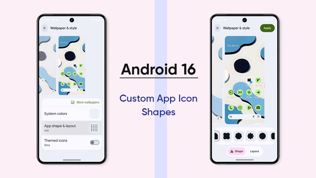 Android 16 custom icon shapes