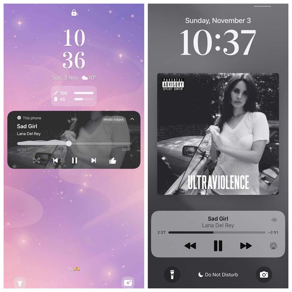 One UI 7 lock screen media player