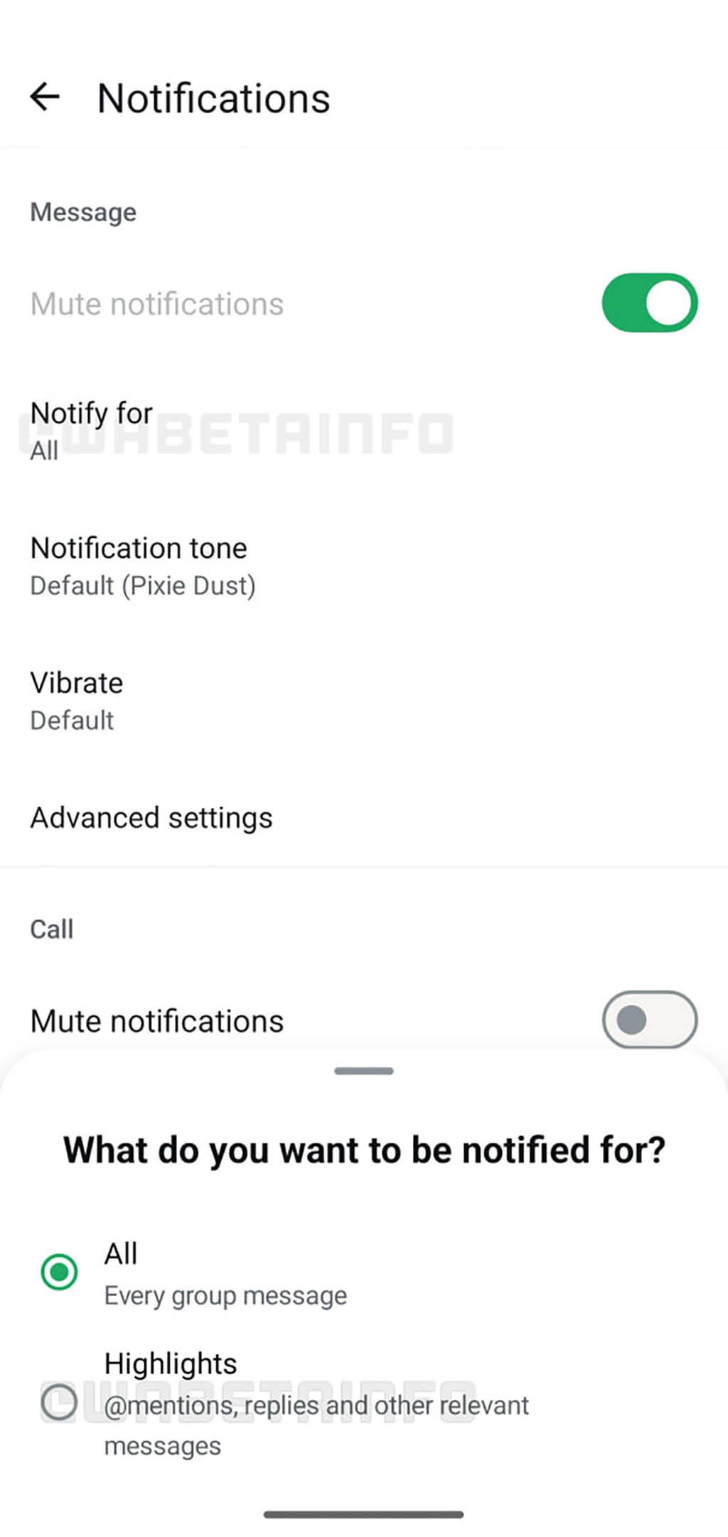 WhatsApp mute group notifications