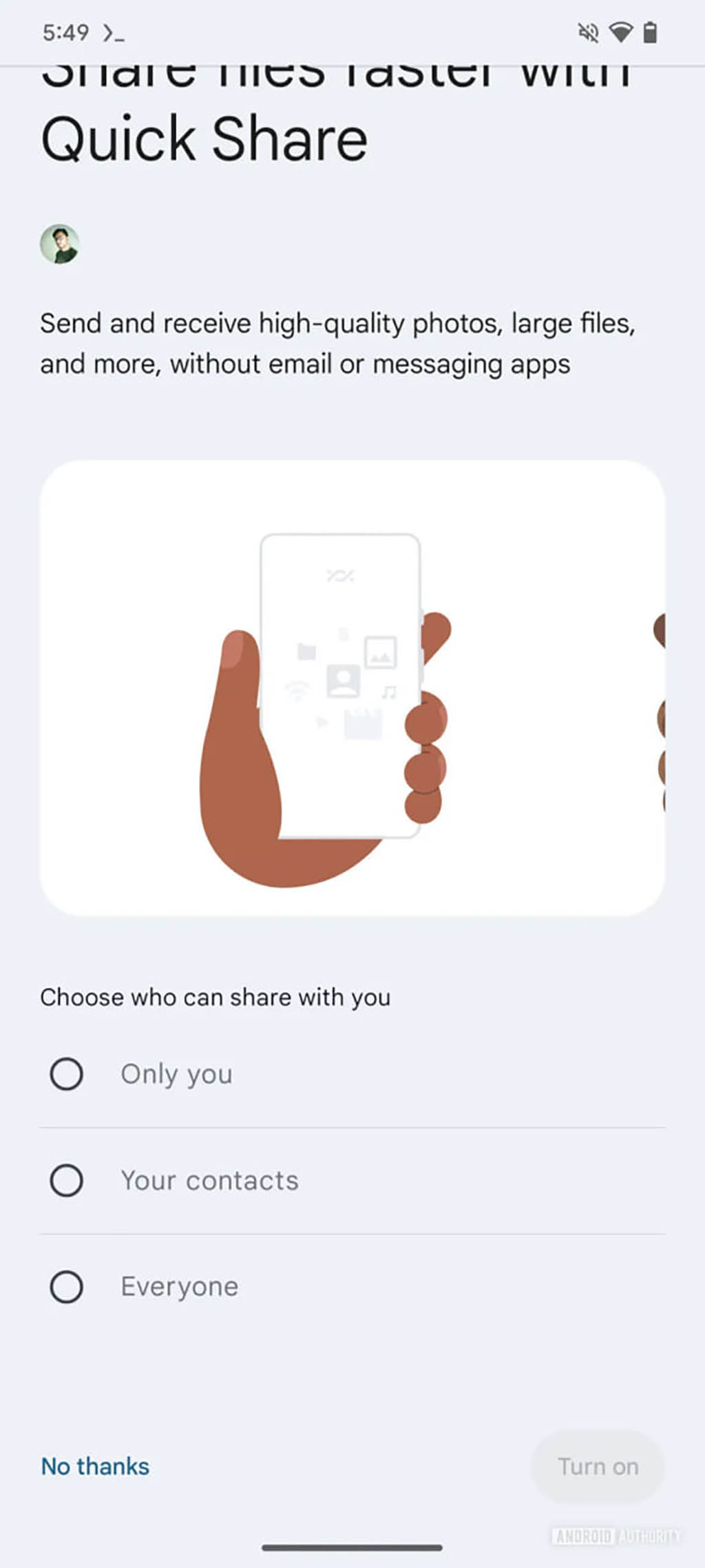 Android 15 Quick Share setup wizard