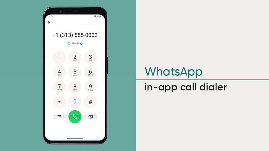 WhatsApp in-app call dialer