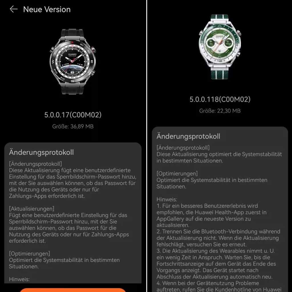 Huawei Watch Ultimate lock screen update